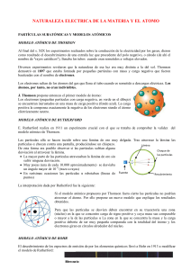 naturaleza electrica de la materia y el atomo