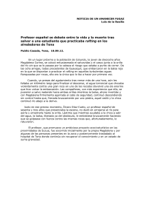 Profesor español se debate entre la vida y la muerte tras salvar a
