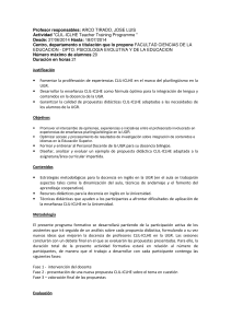 Profesor responsables: ARCO TIRADO, JOSE LUIS Actividad "CLIL