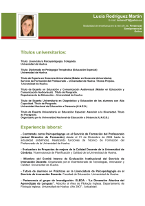 Títulos universitarios: Experiencia laboral: Lucía Rodríguez Martín