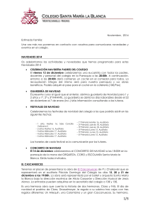 Noviembre, 2014 Estimada Familia