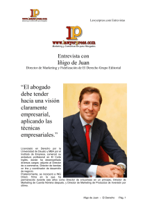 Iñigo de Juan “El abogado debe tender hacia una visión claramente