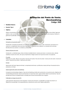 Animación del Punto de Venta. Merchandising Código: 3520