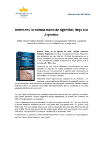Rothmans, la exitosa marca de cigarrillos, llega a la Argentina