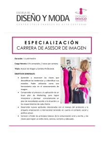E S P E C I A L I Z A C I Ó N CARRERA DE ASESOR DE IMAGEN
