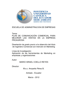 ESCUELA DE ADMINISTRACION DE EMPRESAS Tema: PLAN DE