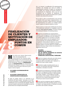 FIDELIzACIóN DE CLIENTES y mOTIvACIóN DE