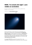 ISON, "el cometa del siglo", será visible en noviembre