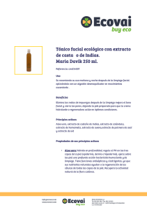 Tónico facial ecológico con extracto de castaño de Indias