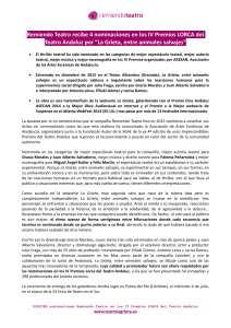 Remiendo Teatro recibe 4 nominaciones en los IV Premios LORCA