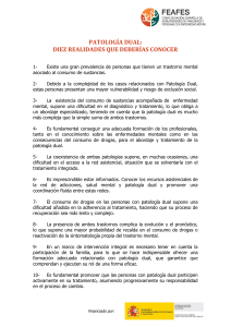 PATOLOGÍA DUAL: DIEZ REALIDADES QUE DEBERÍAS CONOCER