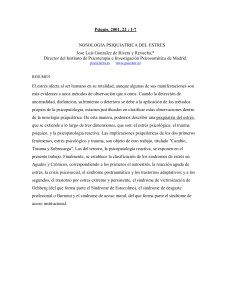 Psiquis, 2001, 22 : 1-7 NOSOLOGIA PSIQUIATRICA DEL ESTRES