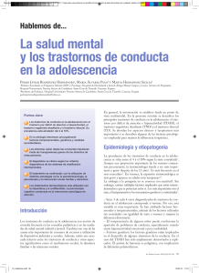 La salud mental y los trastornos de conducta en la adolescencia