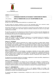 Ordenanza municipal de fachadas y condiciones de ornato