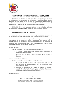 Memoria Obras Curso 2014-15 - Servicio de Infraestructuras