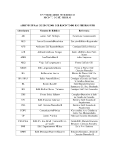 abreviaturas de edificios del recinto de r&iacute;o piedras upr