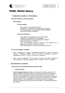 CV Pose Nelida 2015 FCA - Facultad de Ciencias Agrarias