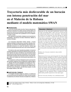 Trayectoria más desfavorable de un huracán con intensa