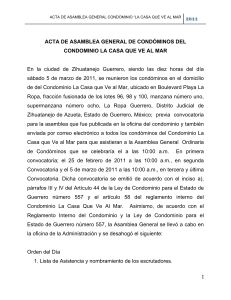 ACTA DE ASAMBLEA GENERAL DE COND&Oacute;MINOS DEL