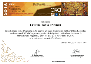 Cristina Tania Fridman - XXXI Congreso Argentino de Psiquiatría