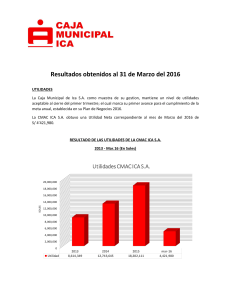 Resultados obtenidos al 31 de Marzo del 2016