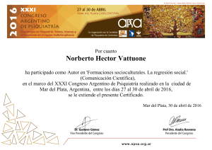 Norberto Hector Vattuone - XXXI Congreso Argentino de Psiquiatr&iacute;a