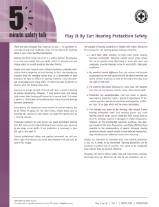 Play It By Ear: Hearing Protection Safety