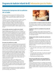 Programa de Audición Infantil de BC Información para los Padres