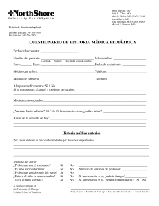 CUESTIONARIO DE HISTORIA MÉDICA PEDIÁTRICA