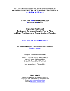 Historical Profiles of Protestant Denominations in Puerto Rico