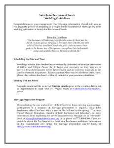 Saint John Berchmans Church Wedding Guidelines
