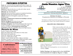 Pr&oacute;ximos Eventos Jes&uacute;s Nuestra Agua Viva