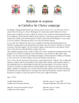 Statement in response to Catholics for Choice campaign