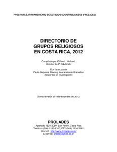 directorio de grupos religiosos en costa rica, 2012