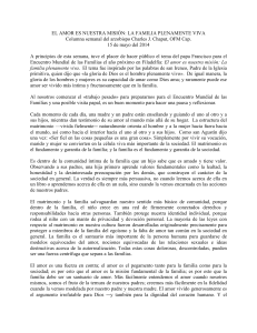 EL AMOR ES NUESTRA MISIÓN: LA FAMILIA PLENAMENTE VIVA