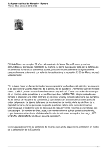 La fuerza espiritual de Monseñor Romero