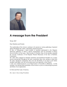 A message from the President - Instituto Nacional Hispano de Liturgia