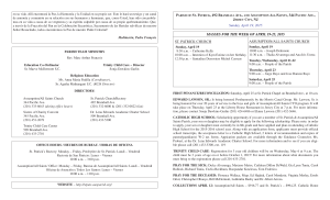 MASSES FOR THE WEEK OF APRIL 19