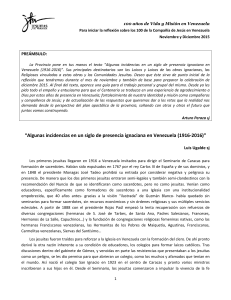 Algunas incidencias en un siglo de presencia ignaciana en Venezuela