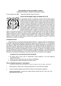 Lectura del Evangelio según san Mateo 25,31-46