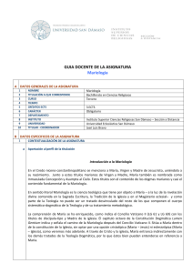 GUIA DOCENTE DE LA ASIGNATURA Mariología