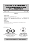 Boletín Nº 63 - Julio 2012 - Ecumenismo, Relaciones con el