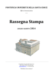 Rassegna Stampa LUGLIO-‐AGOSTO 2014