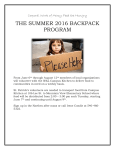 the summer 2016 backpack program