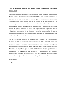 Carta de Bienvenida Comisi&oacute;n de Asuntos Sociales, Humanitarios y