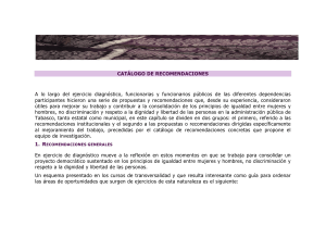 CATÁLOGO DE RECOMENDACIONES A lo largo del ejercicio