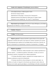 Nombre de la asignatura: Psicofisiología y procesos básicos