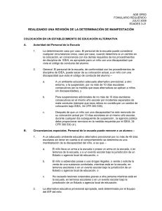 realizando una revisión de la determinación de manifestación