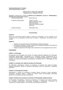 Asignatura Anual – Obligatoria. 80 horas Destinada a alumnos de la