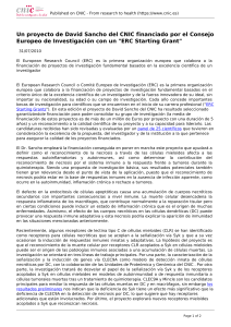 Un proyecto de David Sancho del CNIC financiado por el Consejo